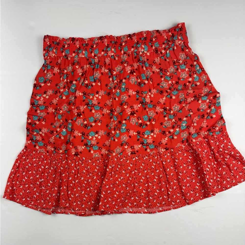 LOFT Red Floral Mini Skirt